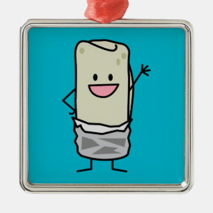 Happy Burrito Waving Hallo Metalen Ornament