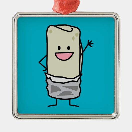 Happy Burrito Waving Hallo Metalen Ornament (Voorkant)