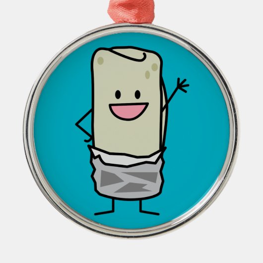 Happy Burrito Waving Hallo Metalen Ornament (Voorkant)
