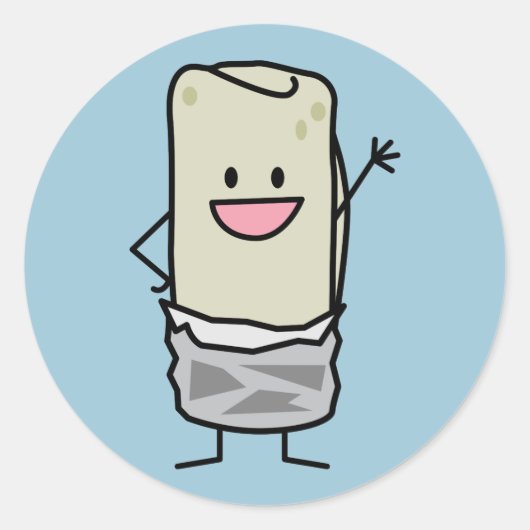 Happy Burrito Waving Hallo Ronde Sticker (Voorkant)