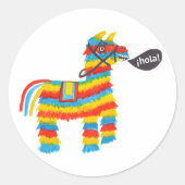 Happy burro piñata zegt "hola" ronde sticker (Voorkant)