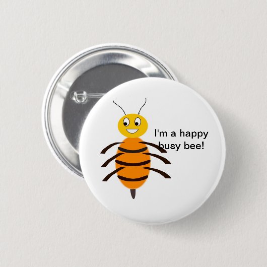 Happy Busy Bee Button (Voorkant /achterkant)