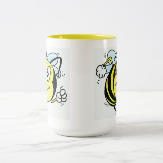 Happy Busy Bee Tweekleurige Koffiemok (Center)