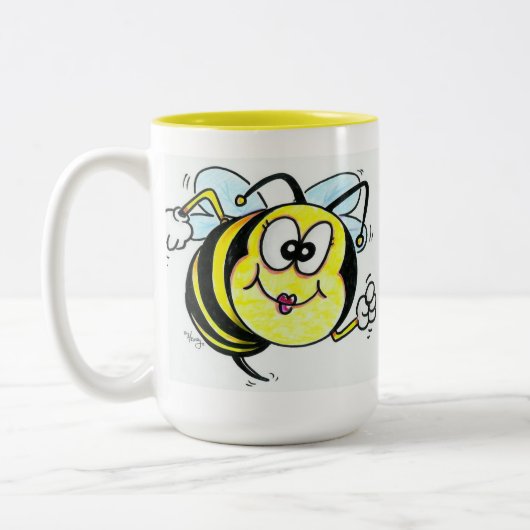 Happy Busy Bee Tweekleurige Koffiemok (Links)