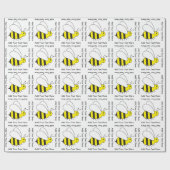 Happy Busy Bumble Bee Cute Gold en Black Cadeaupapier (Vlak)