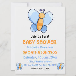 Happy Butterfly Baby shower uitnodiging