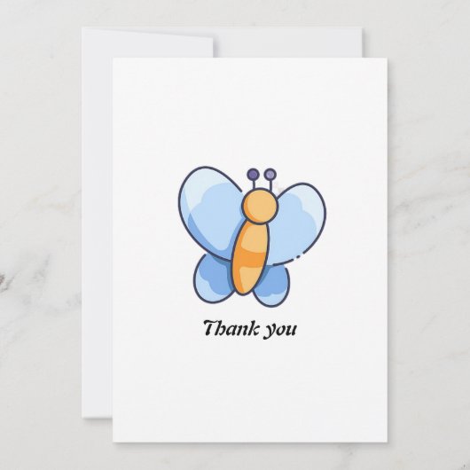 Happy Butterfly BabyShower Flat Bedankt Card (Achterkant)