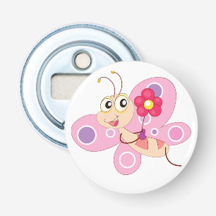 HAPPY BUTTERFLY GIRL BUTTON FLESOPENER