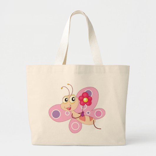 HAPPY BUTTERFLY GIRL GROTE TOTE BAG (Voorkant)
