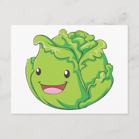 Happy Cabbage Vegetable Smiling Briefkaart (Voorkant)