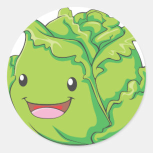 Happy Cabbage Vegetable Smiling Ronde Sticker