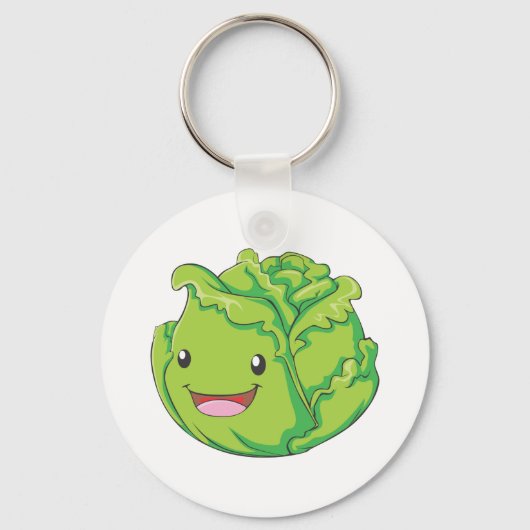 Happy Cabbage Vegetable Smiling Sleutelhanger (Voorkant)