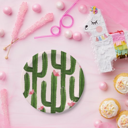 Happy Cacti paper bord 7 inch (Feest)