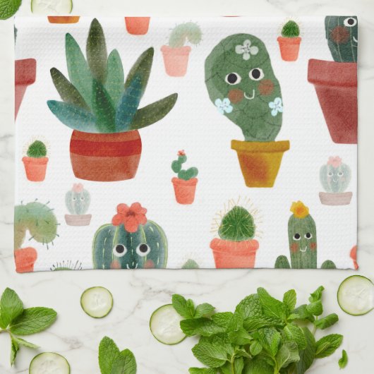 Happy Cacti Theedoek (Gevouwen)