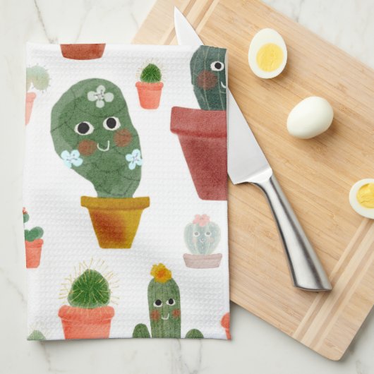Happy Cacti Theedoek (Quarter Fold)