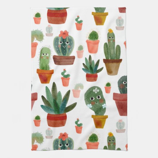 Happy Cacti Theedoek (Verticaal)