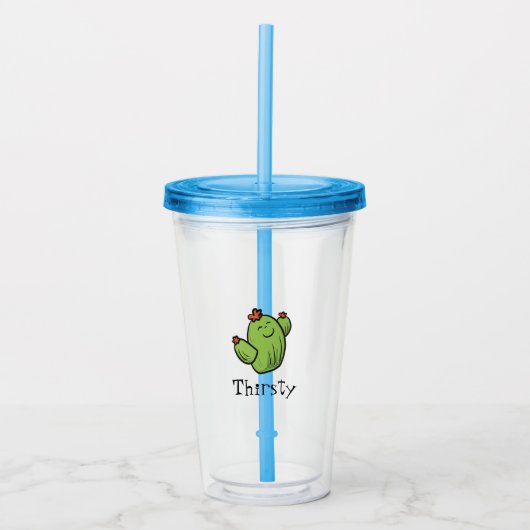 Happy Cactus Acryl Drinkbeker (Voorkant)