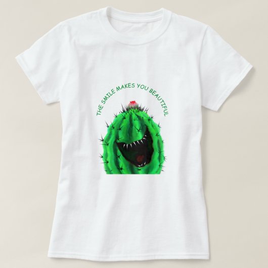 Happy Cactus Grappig T-shirt - Aangepaste tekst (Design voorkant)
