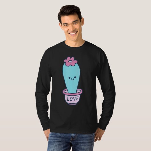 Happy Cactus Love Pot T-shirt (Voorkant volledig)