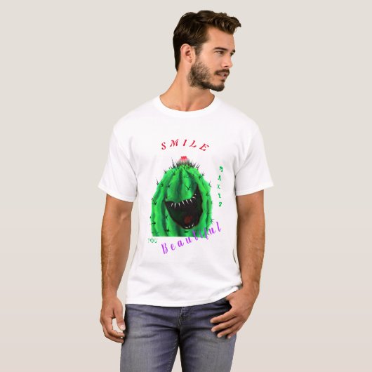 Happy Cactus T-shirt - Glimlach (Voorkant volledig)