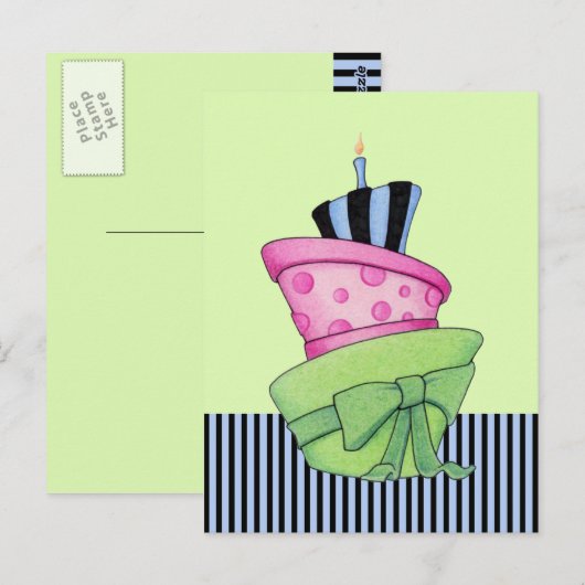 Happy Cake Briefkaart (Voorkant / Achterkant)