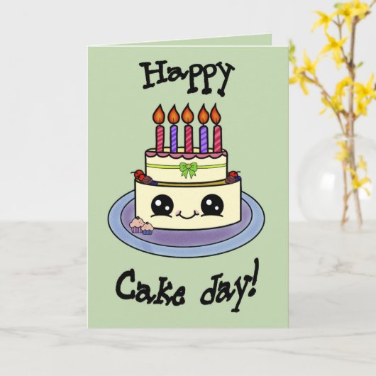 Happy cake day! Verjaardags Kaart (Gele Bloem)