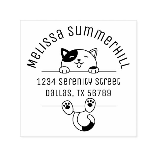 Happy Calico Cat Arch Adres 2 Zelfinktende Stempel (Design)