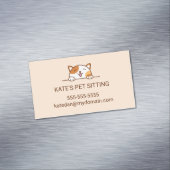 Happy Calico Cat Peeking Pet Sitting Service Magnetisch Visitekaartje (Voorbeeld)