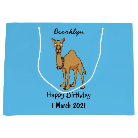 Happy camel cartoon illustratie groot cadeauzakje (Voorkant)