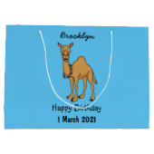 Happy camel cartoon illustratie groot cadeauzakje (Achterkant)