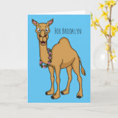 Happy camel cartoon illustratie kaart (Gele Bloem)