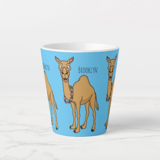 Happy camel cartoon illustratie latte mok (Voorkant)