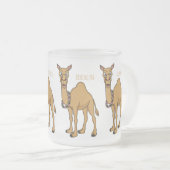 Happy camel cartoon illustratie matglas koffiemok (Voorkant rechts)