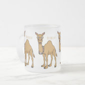 Happy camel cartoon illustratie matglas koffiemok (Voorkant links)
