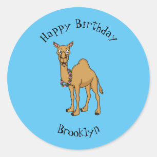 Happy camel cartoon illustratie ronde sticker