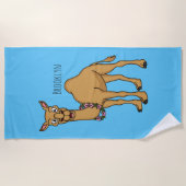 Happy camel cartoon illustratie strandlaken (Voorkant)