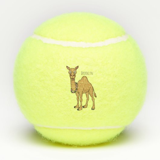 Happy camel cartoon illustratie tennisballen (Achterkant)
