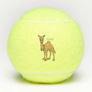 Happy camel cartoon illustratie tennisballen