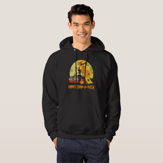 Happy Camp O Ween Camper Halloween Camping Hallowe Hoodie (Voorkant volledig)