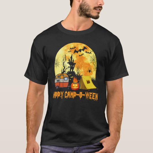 Happy Camp O Ween Camper Halloween Camping Hallowe T-shirt (Voorkant)