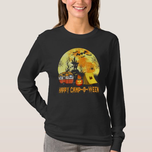 Happy Camp O Ween Camping Houtenf T-shirt (Voorkant)