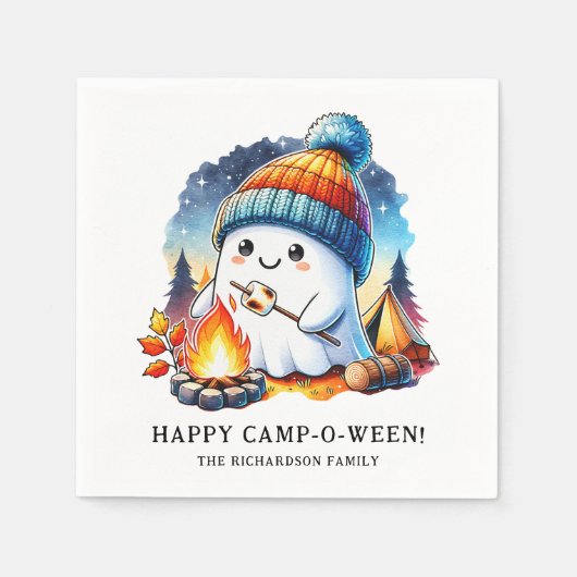 Happy Camp-o-ween Ghost Camping Custom Halloween Servet (Voorkant)