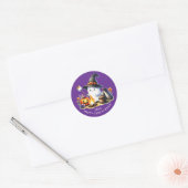 Happy Camp-o-ween Ghost Camping Halloween Paarse Ronde Sticker (Envelop)