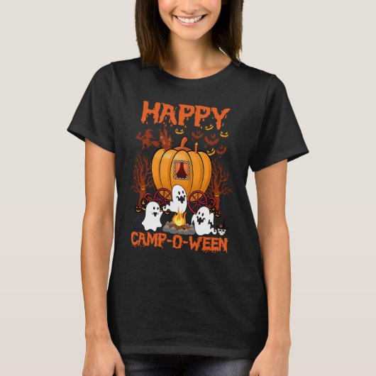 Happy Camp O Ween Halloween Camping Camper T-shirt (Voorkant)