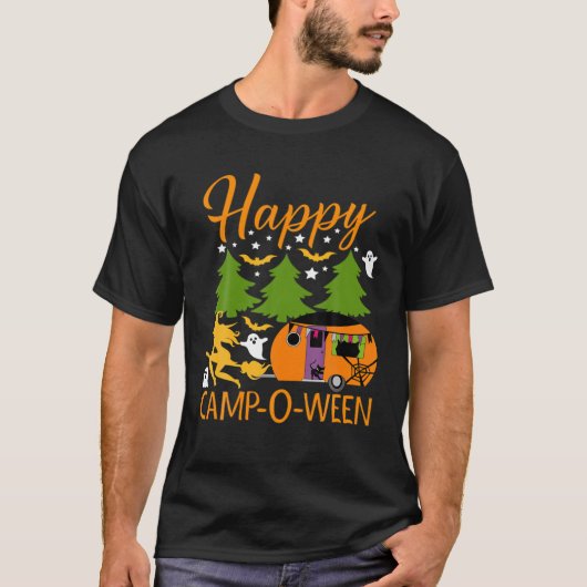 Happy Camp-O-Ween Halloween Camping Camper T-shirt (Voorkant)