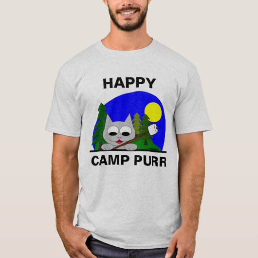 Happy Camp Purr Camper Kat Grappige T-shirt (Voorkant)