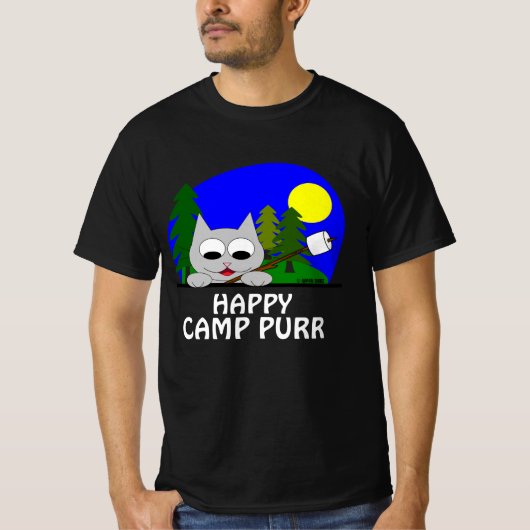 Happy Camp Purr Kampeer Kat Grappige T-shirt (Voorkant)