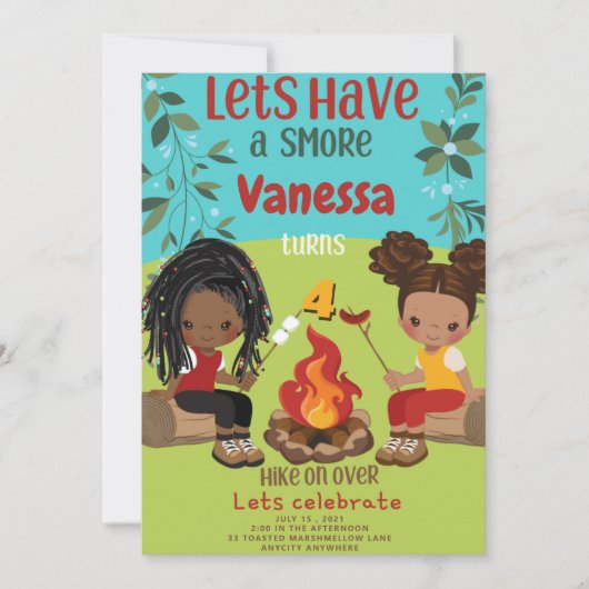 Happy Camper 1 Birthday Invitation Kaart (Voorkant)