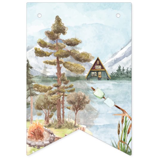 Happy Camper | 1e jaar 12 maanden Fotocollage Vlaggetjes (Eerste vlag)