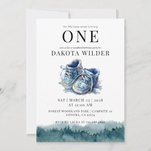 Happy Camper 1e verjaardagsfeestje Kaart (Voorkant)